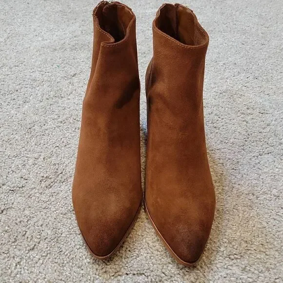 AQUA Dante Women's Pointed Toe Suede Booties Brown Suede Size 9.5 - Picture 4 of 8